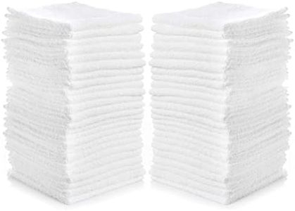 Simpli-Magic Cotton Washcloths White, 40 Pack, Size: 12”x12”