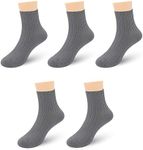 SERISIMPLE Viscose Viscose Bamboo Stretch Kids Ankle Socks Breathable Lightweight for Toddler Preschool Thin Soft Baby Socks 5 Pairs (Gray, XX-Small)