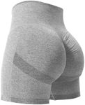 YEOREO Women High Waist Workout Yoga Gym Smile Contour Seamless Cycling Shorts…, 1 Scrunch Bright Grey, X-Small