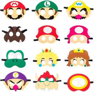 12PCS Super Mary Mask Mario Felt Masks Role Play Bros Kids Party Favors,Game Themed Party Supplies Dress Up Masks Birthday Cosplay Mask Cosplay Photo Booth Prop for Boys Girls Birthday Gift