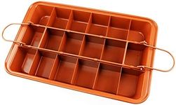 Brownie Tin with Dividers and Loose Base Non-Stick Brownie Baking Pan Precut Brownie Tray