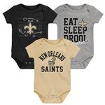 Outerstuff Newborn & Infant Black/Gold/Heather Gray New Orleans Saints Three-Pack Eat, Sleep & Drool Retro Bodysuit Set