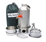 KELLY KETTLE® & CAMP STOVE SET: Includes 'Base Camp' 1.6ltr Kettle + Hobo Stove + Cook Set (all stainless steel) | Ultra fast - Fuel with anything that burns | Camping, Picnics | Weight 1.67kg/3.68lb