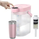 Waterdrop FreshTaste Rechargeable Electric Water Filter Pitcher, Instant Powerful Dispenser for Fridge, Reduce Chlorine, Lead, Copper, Purify, Soften Water, 17-Cup, Pink, Does not Lower TDS