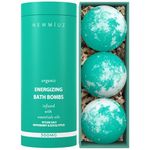 Menthol Fizzing Bath Bomb Eucalyptus Peppermint Epsom Salt- Refreshing & Energizing - Luxurious Bubble Spa with Your Essential Oil Infused Bath Oil Bombs - Post Workout Sore Muscles Recovery Gift