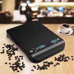 Mini Coffee Scale with Timer, Rechargeable Espresso Scale, Drip Coffee Scale 3kg/0.1g High Precision, Automatic Peeling Timer, Touch Sensor - Black