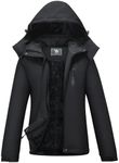 CAMEL CROWN Women's Mountain Waterproof Ski Jackets Warm Winter Snow Coat with Detachable Hood Windproof Rain Jacket Black XL