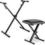 Single Braced X Frame Music Piano Keyboard Stand & Chair Complete Set by Crystals® (Single Braced Stand + Chair)