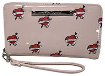 Betsey Johnson Women's Wristlet Wallet, Pink/Hearts