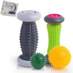 EliaValth Foot Roller for Plantar Fasciitis and Neuropathy, Foot Massager for Plantar Fasciitis Relief, Neuropathy, Reflexology Tool - 2 Foot Massage Roller & 2 Foot Massage Ball (Green, Large)