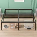 Ufurniture Queen Metal Bed Frame Base, 39cm Extra Storage Space Bed with Reinforced Legs, 300kg Weight Capacity, Bedroom Furniture, Black