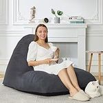 Homguava Bean Bag Chair Sofa Memory Foam Pre-Filled Bean Bag Chairs Stuffed Beanbag Sofa Lazy Bean Bag Sofa for Adults, Teens for Gaming, Reading & Relaxing(Linen, Dark Grey)