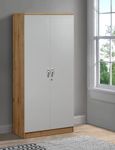 DeckUp Plank Uniti 2-Door Engineered Wood Wardrobe (Wotan Oak and White, Matte Finish)