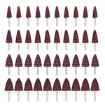 Mixiflor 40 Pack Cone Shape Abrasive Sandpaper 1/4 Inch Shank Mounted Flap Wheels 80 Grit Aluminum Oxide for Removing Rust, Deburring and Polishing