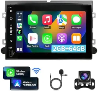 HNOPYHNT Car Stereo for Ford F150, F250, F350, Explorer, Fusion, Focus, Edge, Taurus, Freestar - 7 Inch Touchscreen GPS Navigation, Bluetooth, FM/RDS, SWC, CarPlay, Android Auto Upgrade, Radio Camera