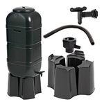 Space Saver 100 Litre Black Slimline Water Butt Kit For Outdoors Gardens Complete With Stand, Lid & Diverter