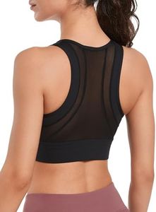Yvette High Impact Sports Bras for Women Large Bust Zip Front Closure Sports Bra High Support for Running Workout,Black,4XL Plus, Black