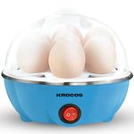 KROCOS Fast Electric Egg Boiler & Poacher For Steaming, Boiling, Cooking | Boil upto 7 Eggs (Soft, Hard, Medium) 1 Year Warranty | Automatic Off | Over Heat Protection (Blue)