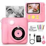 Gofunly Kids Camera Instant Print,1080P Instant Camera for Kids, 32GB Card, 3 Rolls Print Paper, Birthday Christmas Kids Toys Gifts Selfie Childrens Digital Camera for Boys Girls Age 3-12