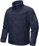 CRYSULLY Men Military Jacket Fishing Windproof Soft Fleece Outdoor Ski Jacket Navy Blue