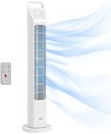 HOMCOM 31" Oscillating Tower Fan with Remote Control, 4H Timer, 3 Speed 3 Modes, Quiet Electric Floor Standing Fan for Home Bedroom Office, White