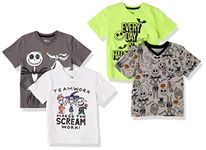 Amazon Essentials Disney | Marvel | Star Wars Boys' Short-Sleeve V-Neck T-Shirts, Pack of 4, Nightmare Doodle, Medium