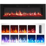 FLAMEKO Wilton 50"/127cm Electric Fireplace, Wall Mounted, Recessed, Freestanding, Logs & Crystals Included 9 Colour Flame Effect, Media Wall Compatible, 900W - 1800W Heater, Remote