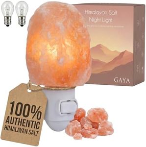 Himalayan Salt Night Light Plug In - Salt Rock Lamp for Bedroom, Bathroom & Hallway | 360 Rotating Plug | Warm Amber Glow | Calming Sleep Light | 2 Bulbs Included | Kids Safe UL Listed | Gift Ready
