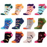 WeciBor Women's Colorful Funny Novelty Low Cut Ankle Socks, 12 Pairs Crazy Animal, 6-9