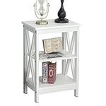 soges End Table Nightstand Telephone Table Small Side Table Sofa Table Night Stand, with Open Shelves, White, DX-240A-W-CA