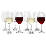 Deco Unbreakable Stemmed Wine Glasses, 12oz- 100% Tritan- Shatterproof, Reusable, Dishwasher Safe Drink Glassware (Set of 8)- Indoor Outdoor Drinkware - Great Holiday & Wedding Gift