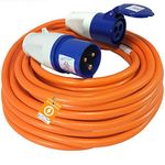 Xtremeauto 25M Extension Lead Cable - Heavy Duty, 240V 16amp Camping Caravan Hook Up Cable Orange High Vis Orange Mains Power - Perfect For Campervan & Motorhome (25M)