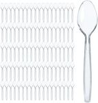 300 Clear Plastic Spoons | Heavy Duty Plastic Silverware Spoons | Fancy Plastic Cutlery | Elegant Disposable Spoons Pack | Bulk Disposable Flatware | Plastic Utensils Set | Nice Disposable Silverware