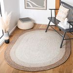 Safavieh Braided Collection BRD903B Hand-Woven Border Wool and Cotton Area Rug, 5' x 7' Oval, Beige/Ivory