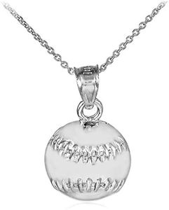 Baseball/Softball Sterling Silver Sports Charm Pendant Necklace 18