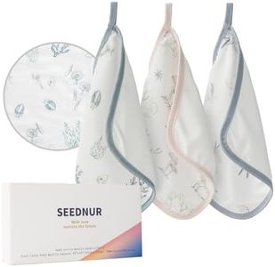 SEEDNUR Baby Washcloths, Soft Burp Cloths, Absorbent Baby Bath Towels-4 Layer Design-Reusable Baby Wipes Newborn Bath Face Towel for Delicate Skin, Wash Cloths for Shower and Baby Essentials - 3 Pack