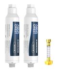 AQUA CREST RV Inline Water Filter with Hose Protector, Reduces Lead, Fluoride, Chlorine, Bad Taste&Odor, Dedicated for RVs and Marines, 2 Pack Drinking & Washing Filter with 1 Flexible Hose Protector