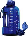 AQUAFIT 128 oz Water Bottle with Time Marker, BPA Free 1 Gallon Water Bottle with Straw, Gym Water Bottle with Handle, Gallon Water Jug, Big Water Bottle, Large Water Bottle (Blue, 128oz 2in1 Lid)