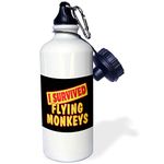 3dRose Survived Flying Monkeys Survial Pride and Humor Design-Sports Water Bottle, 21oz (wb_117927_1), Aluminum, White