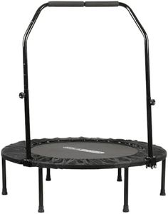 HolaHatha Foldable Mini Trampoline Home Gym Fitness Rebounder with 5 Level Adjustable Handle, Supportive 440 lb Capacity Workout Equipment, 40", Black