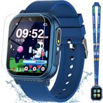 Waterproof Smart Watch for Kids with 32 Games Dual Camera, Habit Tracking, Alarm, Pedometer, HD Touchscreen with Protector, Kids Watch Toys for Kids Age 5-12 Christmas Birthday Gift Boys Girls(Blue)