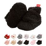 Baby Winter Warm Booties Newborn Boys Girls Soft Fleece Boots Non Slip Sole First Walker Shoes Unisex Infant Snow Slipper Socks 6-12 Months C Black