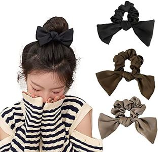 Bowknot Hair Scrunchies Silk Hair Bows for Women Girls Bowknot Hair Elastics for Teen Girls Elegant Ponytail Holders for Thick Long Hair Accessories 3 Pcs