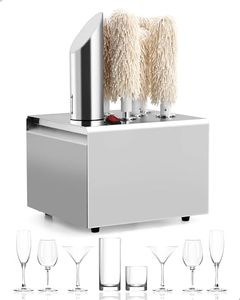 GAOMON Electric Wine Glass Polisher with 5 Pure Cotton Brushes and A High-power Heater, Stainless Steel Commercial Glass Polisher, Suitable for Bars, Kitchens and Restaurants