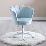 Wahson Velvet Kids Desk Chair Swivel Chair with Armrests for Girls Children Study Office Chair Height Adjustable (Light Blue)