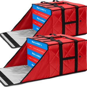 MyLifeUNIT 2-Pack Pizza Bag for Delivery, 20" x 20" x 11" Insulated Pizza Delivery Bag, Commercial Pizza Warmer Bag Holds 5-6 Large 18" Pizza Boxes, Hot Pizza Carrier for Bike Rack, Parties, Takeout