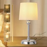 YOIZO Rechargeable Table Lamp 6000mAh Battery Operated Lamp Dimmable Touch Bedside Lamps with Brightness Memory, Portable Cordless Bedroom Table Lamps for Living Room,Home - Sliver (Bulb Included)