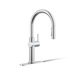 Kohler 22972-CP Crue Pull Down Kitchen Faucet, Multi Function Spray Head, Kitchen Sink Faucet, Polished Chrome