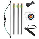 Outdoor-shooter Youth Recurve Bow and Arrow Set with Quiver Children Junior Archery Beginner Longbow Training for Teen Teams Game Gift (Green)