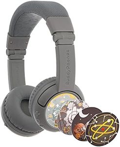BuddyPhones Play Plus Kids Wireless Bluetooth Headphones,20m Wireless Range, Volume-Limit Settings of 75,85,94dB and StudyMode Includes Backup Cable for Sharing (Grey Matt)